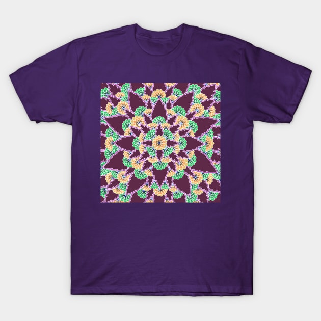 Purple Henna Bloom T-Shirt by HLeslie Design